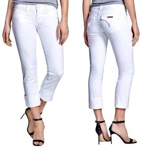 Hudson Ginny Cropped Straight Cuffed White Jeans Size 26